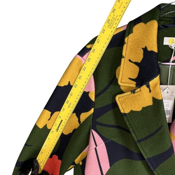 Boden Constance NWT Womens 10 Abstract Floral Wool Coat Bold Colorful Outerwear - Picture 11 of 16